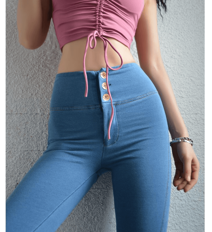 High waist elastic jeans - shoperly