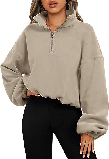 Loose Sport Pullover Zipper Stand Collar Sweatshirt