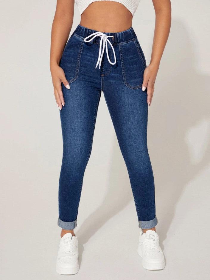 New Elastic Waist High Skinny Jeans - shoperly