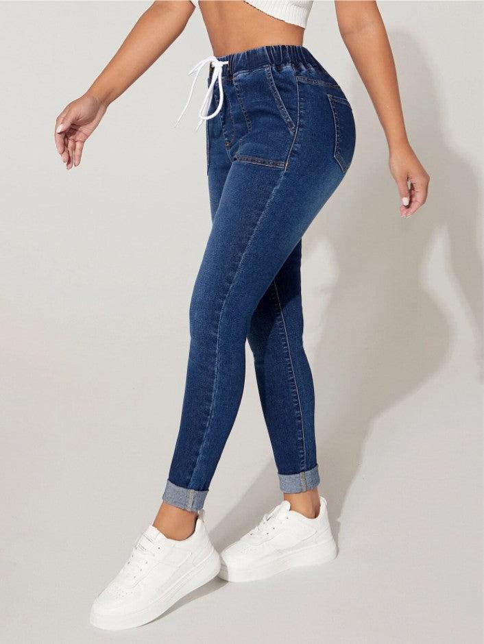 New Elastic Waist High Skinny Jeans - shoperly