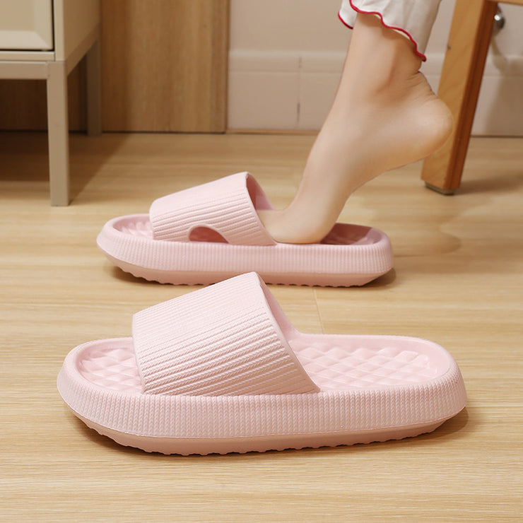 Summer EVA Slippers Solid Color Rhombus Stripe Anti-slip Slippers New Women&