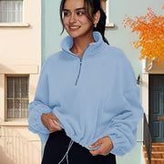 Loose Sport Pullover Zipper Stand Collar Sweatshirt