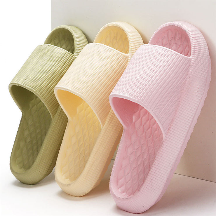 Summer EVA Slippers Solid Color Rhombus Stripe Anti-slip Slippers New Women&