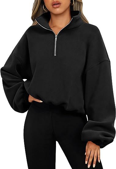 Loose Sport Pullover Zipper Stand Collar Sweatshirt