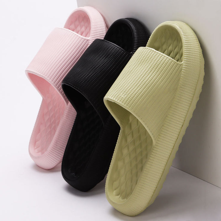 Summer EVA Slippers Solid Color Rhombus Stripe Anti-slip Slippers New Women&