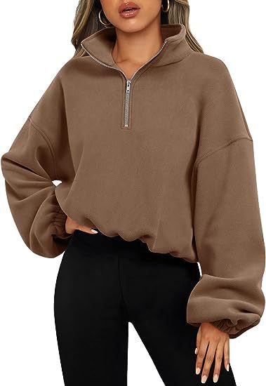 Loose Sport Pullover Zipper Stand Collar Sweatshirt