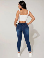 New Elastic Waist High Skinny Jeans - shoperly