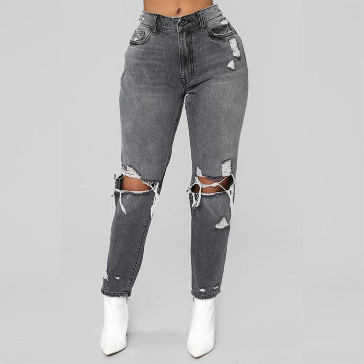 Ripped big hole fashion Jeans Women - shoperly
