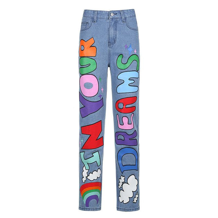 Sexy Graffiti Loose Jeans - shoperly