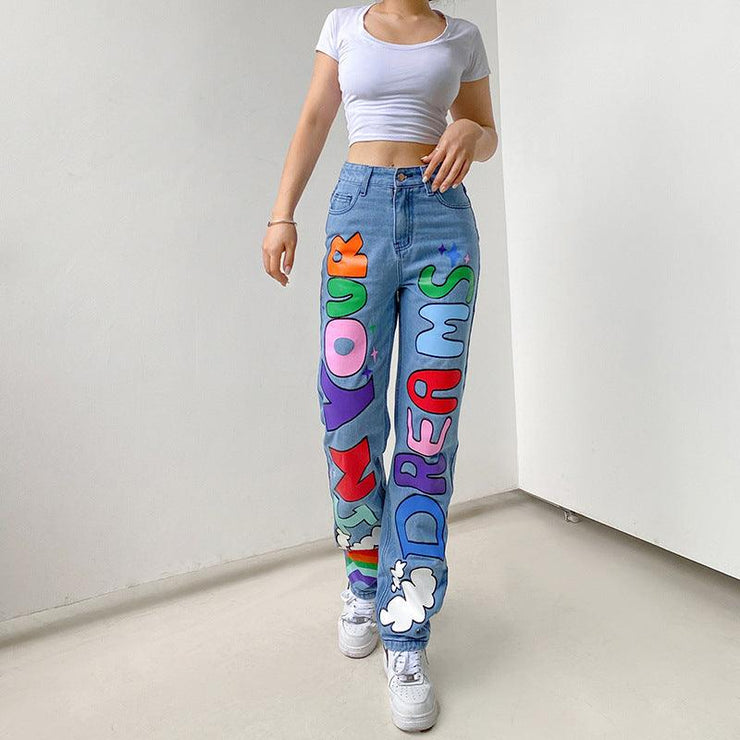 Sexy Graffiti Loose Jeans - shoperly