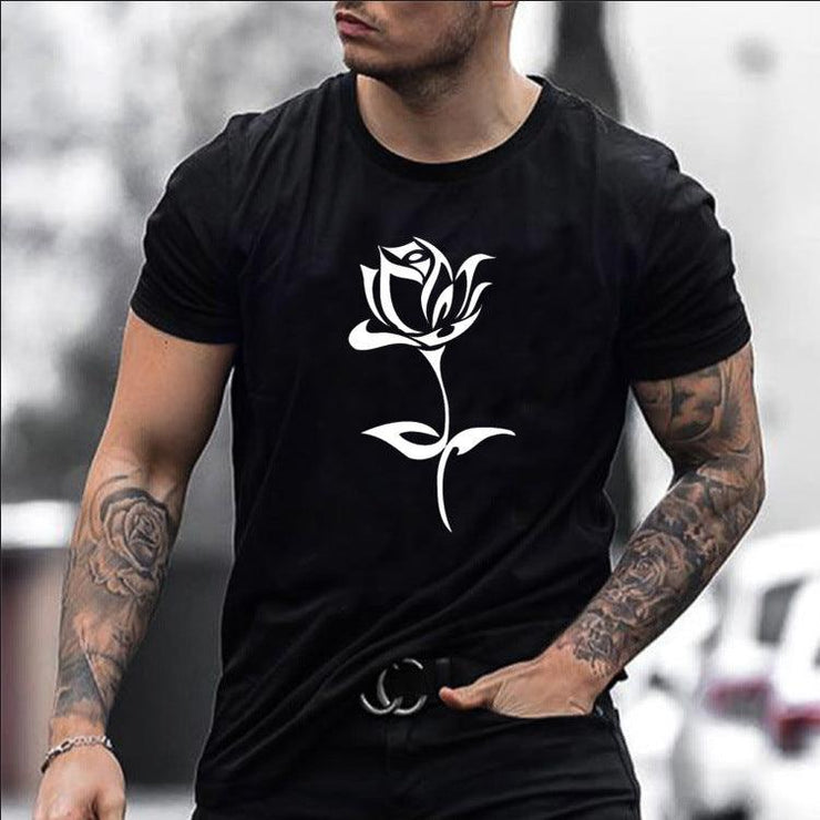 Brand Men S Rose Print T Shirt - shoperly