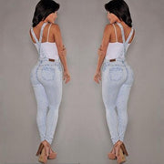 Women's ripped denim overalls - shoperly
