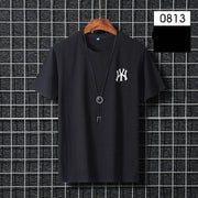 Large cotton round neck T-shirt for men - shoperly