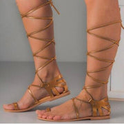Lace-up flat sandals for women - shoperly