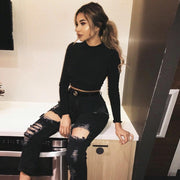 Winter Fleece Crop Women Tight Pullover Basic - shoperly