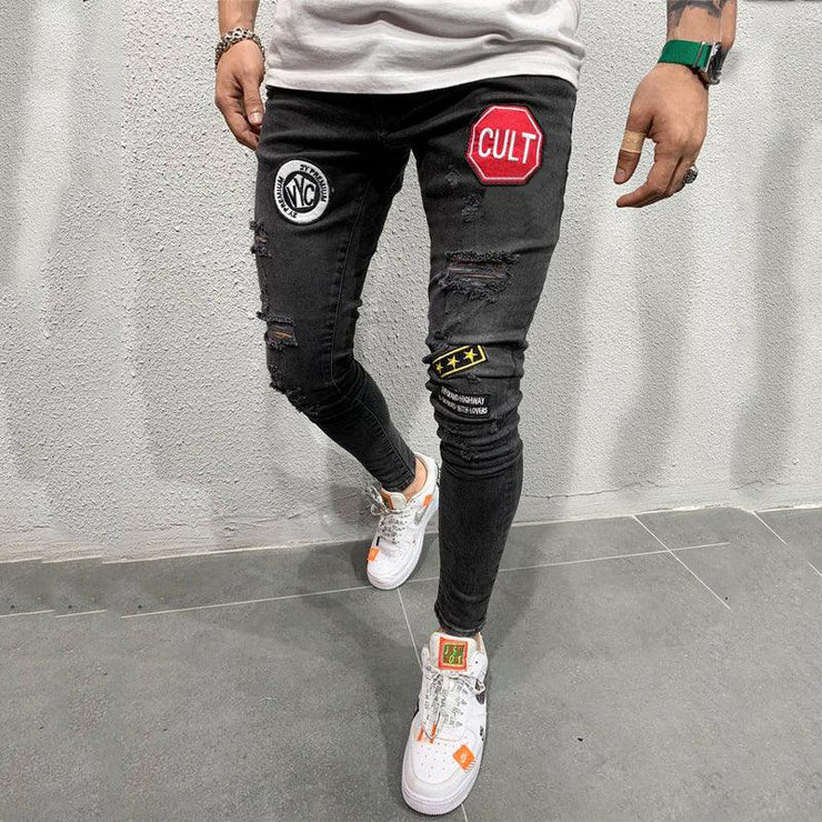 Ripped embroidered jeans - shoperly