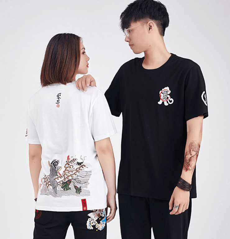 Printed couple T-shirt men - shoperly