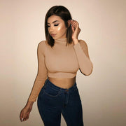 Winter Fleece Crop Women Tight Pullover Basic - shoperly