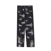 Color Contrast Ripped Embroidered Jeans American Style - shoperly